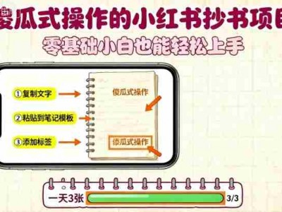 傻瓜式操作的小红书抄书项目，会复制粘贴就行，零基础小白也能一天3张