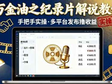 万金油之纪录片解说教学，手把手教你，完全实操，多平台发布撸收益