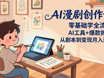 AI漫剧创作课：零基础学全流程，AI工具+爆款拆解，从剧本到变现月入过万
