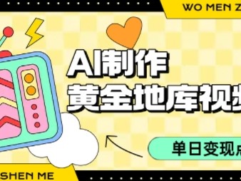用AI制作黄金地库视频，单日变现1k+，条条点赞过W