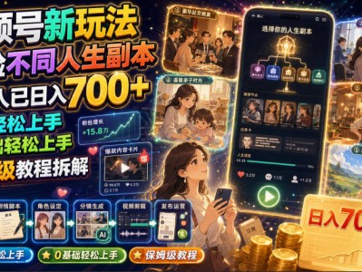 视频号新玩法体验不同人生副本，懂的人已日入700+，小白轻松上手，0基础轻松上手，保姆级教程拆解