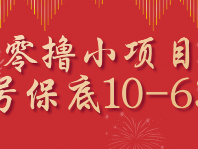 零撸小项目，一个账号保底10-63元，适合新手小白操作，能多账号领低保
