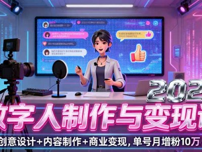 2025数字人制作与变现课，创意设计+内容制作+商业变现，单号月增粉10万+