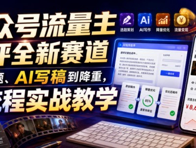 公众号流量主剧评全新赛道，从选题、AI写稿到降重，全流程实战教学