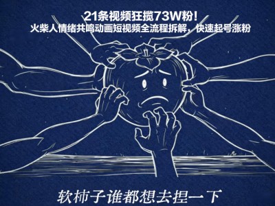 21条视频狂揽73W粉！火柴人情绪共鸣动画短视频全流程拆解，快速起号涨粉