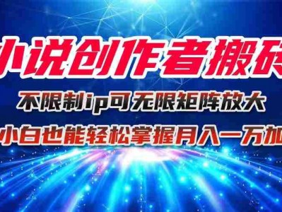 小说创作者搬砖玩法，不限制IP简单无脑 可矩阵无限放大小白也能实现轻…