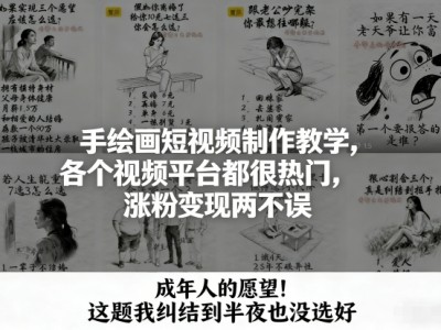 手绘画短视频制作教学，各个视频平台都很热门，涨粉变现两不误