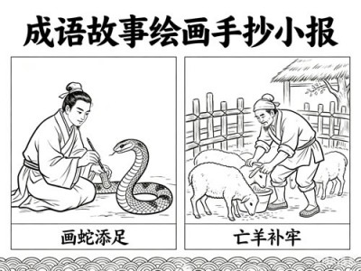 成语故事绘画手抄小报+黑白线稿126款可下载打印