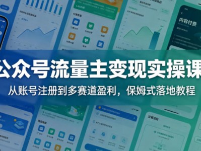 公众号流量主变现实操课：从账号注册到多赛道盈利，保姆式落地教程